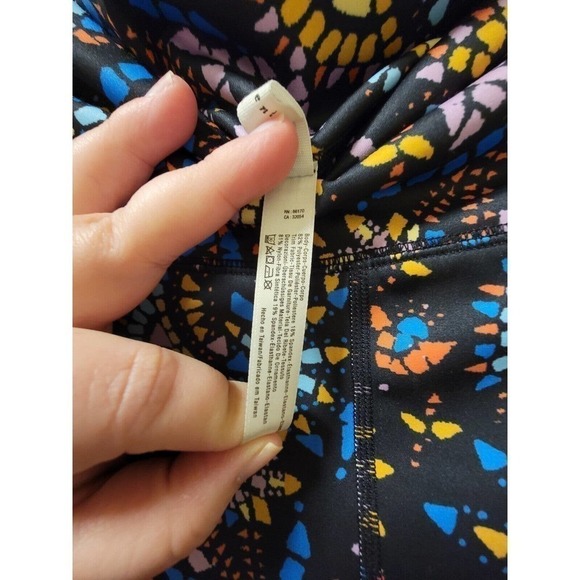 Free People Movement Size L Rare Abstract Boho Mesh Paneling Leggings Multicolor - Picture 4 of 5